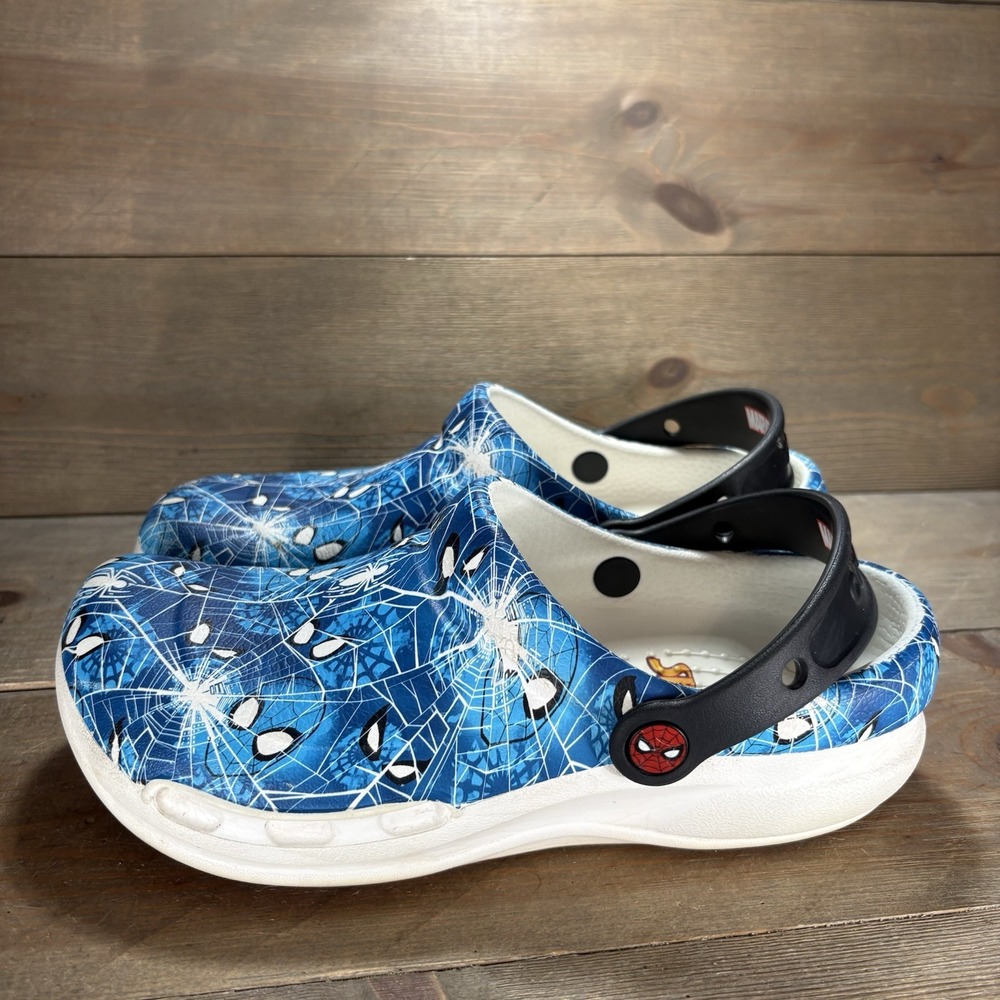 crocs bistro women size 8 shoe blue spider man slip resistant work kitchen clogs
